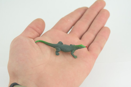 North American green anole Lizard, Rubber Reptile, Hand Painted, Educational, Realistic, Model, Replica, Toys, Kids, Gift, 2 1/2 Inches. WR37 B197