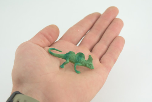 Green Basilisk Lizard, Rubber Reptile, Hand Painted, Educational, Realistic, Model, Replica, Toys, Kids, Gift, 2 1/2 Inches. WR39 B197