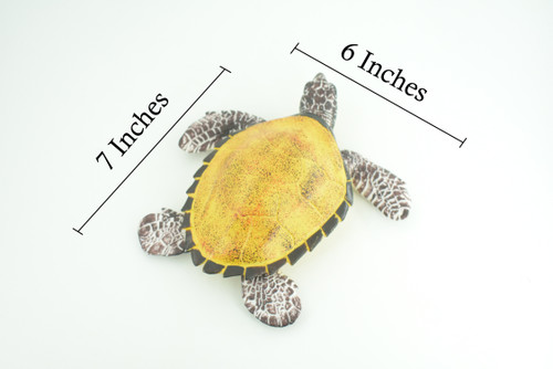 Loggerhead Sea Turtle, Museum Quality, Hand Painted, Rubber Reptile, Realistic, Diorama, Toy Figure, Model, Kids, Educational, Gift, 7 Inches. CH1004 BB217