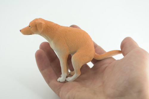  Labrador Dog, Pooping, Yellow Lab, Hand Painted, Educational, Museum Quality, Rubber Canine, K9, Realistic, Diorama, Figure, Toys, Kids, Gift, 5 Inches. CH1036 BB216