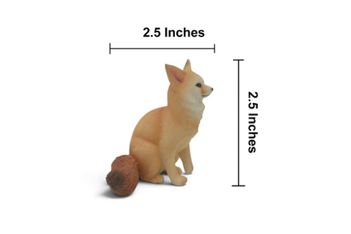 Fennec Fox, Vulpes zerda, Museum Quality, Hand Painted, Rubber Animal, Educational, Toy Figure, Diorama Model, Replica, Gift,  2 1/2 Inches.  CH1078 BB222