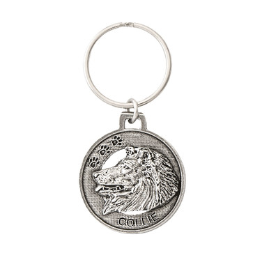 Collie Pewter Keychain, D058KC - Collectible Wildlife Gifts