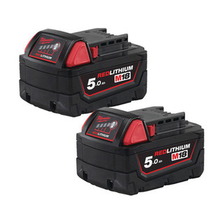 Milwaukee M18 B5 18v 5Ah Red Battery Twin Pack (2x5Ah)