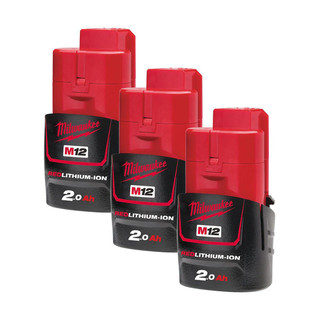 Milwaukee M12B2 12v 2Ah Red Battery Triple Pack (3x2Ah)