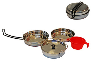 Alpine Mountain Gear - Alpine Mountain Gear AMGMKSET - Stainless Steel Mess Kit, 3 Piece - AMGMKSET Alpine Mountain Gear - Alpine Mountain Gear AMGMKSET - Stainless Steel Mess Kit, 3 Piece - AMGMKSET