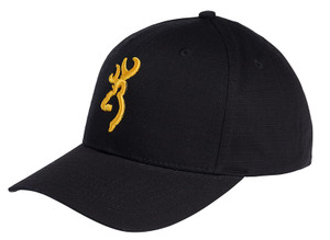 Browning 308958991 Cap Solid Back - Black With Gold B/Mark Snap Closure - 308958991