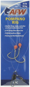 AFW - 2-drop Pompano Rig - Mono Red Beads Sz4 Khale - TA-DPR7