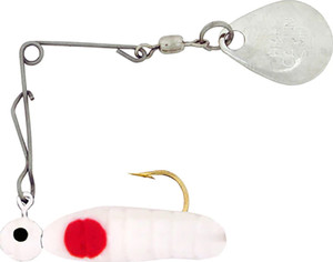 H & H - Cajun Grub Spin-nickel - 1/32oz White/red Dot - CGS-13N
