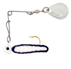 H & H - Cajun Grub Spin-nickel - 1/32oz White/black Str - CGS-18N