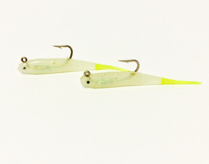 H & H - Glass Minnow Double Rig - 1/8oz Glow/chart Tail - GMDR18-50