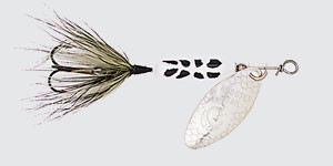 Rooster Tail - Treble Hook Spinner - 1/16oz White Coach Dog - 206-WHCD