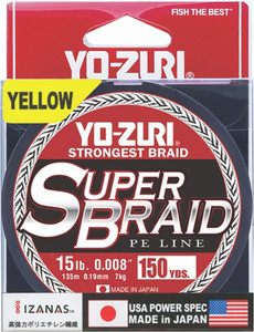 Yo-Zuri - Superbraid Line - Hi-vis Yellow 15lb 150yd - YZ SB 15LB YL 150YD