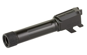Faxon Firearms Match Series  1:10 Twist Barrel  3.7"  9MM  Straight Flued  Fits Smith & Wesson M&P Shield/Shield Plus  Threaded 1/2X28  Nitride Finish  Black MPB910NSSOQ-T