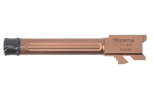 Fortis Manufacturing  Inc. Match Grade Barrel  Threaded Fluted Barrel  9MM  4"  Fits Glock 19 Gen 1-5 and 19X  Copper Finish  Threaded  Titanium Copper Nitride FM-G19-TB-CPPR