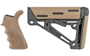Hogue OverMolded Kit Pistol Grip with Beavertail and Finger Grooves Mil-spec Collapsible Stock Fits AR-15 Flat Dark Earth 15356 Hogue OverMolded Kit Pistol Grip with Beavertail and Finger Grooves Mil-spec Collapsible Stock Fits AR-15 Flat Dark Earth 15356