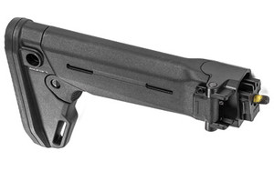Magpul Industries Zhukov-S Stock  Fits Yugoslavian Pattern AK Rifles  Folding Stock  Can be used with Optional Cheek Risers  Adjustable Fits Length of Pull  Features an Angled Rubber Butt Pad Fits Ease of Shouldering  Black MAG552-BLK