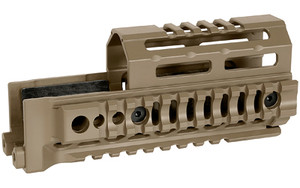 Midwest Industries Alpha Quad Rail  Picatinny Handguard  Fits AK Style Firearms  6"  Anodized Finish  Flat Dark Earth MI-AK-ALPHA-QR-6-FDE