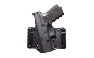 BlackPoint Tactical Leather Wing OWB Holster  Fits Sig P365  Right Hand  Black Kydex & Leather  with 1.75" Belt Loops  15 Degree Cant 105928
