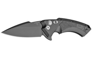 Hogue X5 Flipper Folding Knife CPM-154 Plain Edge Spear Point Blade with Flipper 4" Black Cerakote Blade Black Anodized Aluminum Frame with Black G-Mascus Inserts 34559 Hogue X5 Flipper Folding Knife CPM-154 Plain Edge Spear Point Blade with Flipper 4" Black Cerakote Blade Black Anodized Aluminum Frame with Black G-Mascus Inserts 34559