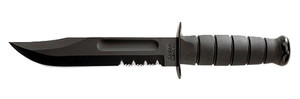 KA-BAR Knives KA-BAR  Fixed Blade Knife  7" Blade Length  11.875 Overall Length  Clip Point  Glass Filled Nylon Sheath  1095 Cro-Van/Black  Black Kraton G Handle  Combo Edge 1214 KA-BAR Knives KA-BAR  Fixed Blade Knife  7" Blade Length  11.875 Overall Length  Clip Point  Glass Filled Nylon Sheath  1095 Cro-Van/Black  Black Kraton G Handle  Combo Edge 1214