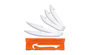 Outdoor Edge Razor Safe Replacement Blades  Plain Edge  20J2 Stainless Steel  (3) 3.5" Drop Point Blades  (2) 5" Boning/Fillet Blades  and (1) Gutting Blade RRC-6 Outdoor Edge Razor Safe Replacement Blades  Plain Edge  20J2 Stainless Steel  (3) 3.5" Drop Point Blades  (2) 5" Boning/Fillet Blades  and (1) Gutting Blade RRC-6