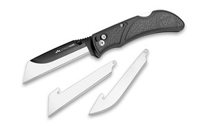 Outdoor Edge Razorwork  Folding Knife  Plain Edge  3" Blades  Black Oxide Finish  420J2 Stainless Steel  Gray Handle  Includes (2) Utility Blades and (1) Drop Point Blade RW30-60C Outdoor Edge Razorwork  Folding Knife  Plain Edge  3" Blades  Black Oxide Finish  420J2 Stainless Steel  Gray Handle  Includes (2) Utility Blades and (1) Drop Point Blade RW30-60C