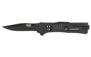SOG Knives & Tools SlimJim  3.18" Folding Knife  Clip Point Straight Edge  Bead Blasted Stainless Steel Handle  AUS 8 Steel  Hardcased Black Finish  Black SOG-SJ32-CP SOG Knives & Tools SlimJim  3.18" Folding Knife  Clip Point Straight Edge  Bead Blasted Stainless Steel Handle  AUS 8 Steel  Hardcased Black Finish  Black SOG-SJ32-CP