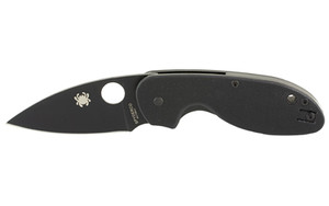 Spyderco Efficient  3" Folding Knife  8Cr13MoV  Plain  Drop Point  Black Blade  Circle Thumb Hole/Pocket Clip  Blk G10 C216GPBBK