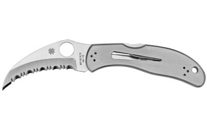 Spyderco Harpy  2.75" Folding Knife  Hawkbill  SpyderEdge Edge  VG10/Satin  Stainless  Circle Thumb Hole/Pocket Clip C08S