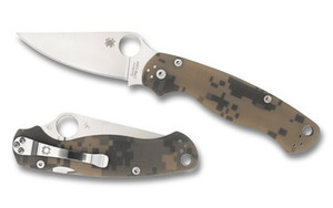 Spyderco Para Military 2  3.45" Folding Knife  Plain Edge  Satin Finish  CPM-S45VN  G-10 Digital Camo Grip C81GPCMO2