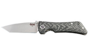 Zac Brown's Southern Grind Spider Monkey  Folding Knife  3.25" Tanto Blade  Black Carbon Fiber Handle  CPM S35VN Stainless Steel  Satin Blade  Silver SG06050008