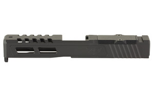 Zaffiri Precision ZPS.2  Optics Ready Stripped Slide  RMR Footprint  Lightening Cuts  Cerakote Finish  Armor Black  For Glock 19 Gen 3  Includes Black Anodized Optics Plate Cover and Screws ZPS.2.19.BLK