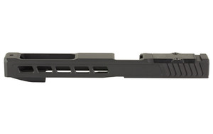 Zaffiri Precision ZPS.3  Optics Ready Stripped Slide  RMR Footprint  Lightening Cuts  Cerakote Finish  Armor Black  For Glock 17L Gen 3  Includes Black Anodized Optics Plate Cover and Screws ZPS.3.G17L.BLK