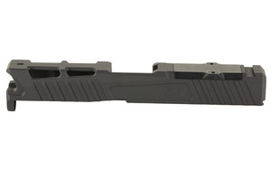 Zaffiri Precision ZPS.4  Optics Ready Stripped Slide  RMR Footprint  Lightening Cuts  Cerakote Finish  Armor Black  For Glock 19 Gen 5  Includes Black Anodized Optics Plate Cover and Screws ZPS.4.19.G5.BLK
