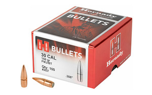 Hornady FMJ-BT  .308 Diameter  30 Caliber  150 Grain  Boat Tail  100 Count 3037