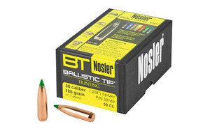 Nosler Ballistic Tip  .308 Diameter  30 Caliber  180 Grain  Spitzer Boat Tail  50 Count 30180 Nosler Ballistic Tip  .308 Diameter  30 Caliber  180 Grain  Spitzer Boat Tail  50 Count 30180