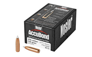 Nosler AccuBond  .277 Diameter  270 Caliber  130 Grain  Spitzer Boat Tail  50 Count 54987 Nosler AccuBond  .277 Diameter  270 Caliber  130 Grain  Spitzer Boat Tail  50 Count 54987