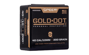 Speer Ammunition Gold Dot  .400 Diameter  40 S&W  200 Grain  Hollow Point  100 Count 400200GDB