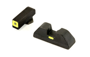 AmeriGlo CAP - Combative Application Pistol  Sight  Front/Rear  Fits Glock 42 and 43  Green Tritium Lime Green LumiLime Square Outline  Front with Lime Green LumiLime (Non-Tritium) Rear  Front/Rear GL-605