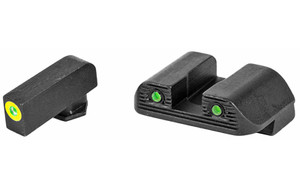 AmeriGlo Trooper  Sight  Fits Glock 42 43 43X  Green Tritium LumiLime Outline Front  Green Tritium Black Serrated Rear  Front/Rear GL-822