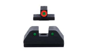 AmeriGlo Trooper  Night Sight  For Smith & Wesson M&P M2.0  Green Front with Orange Outline  Green with Black Outline Serrated SQ Rear  Matte Finish  Black SW-817