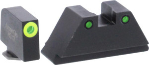 Green Tritium LimeGreenLumi Rnd Outline .315/Black .394 for Glock Tall Supp - GL-252
