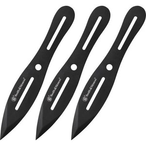 Smith & Wesson 3 8" Throwing Knives 4 1/4" Blade Black - SWTK8BCP Smith & Wesson 3 8" Throwing Knives 4 1/4" Blade Black - SWTK8BCP