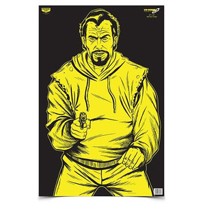 Birchwood Casey EZE-Scorer 23" x 35" BC Bad Guy Black/Yellow - 5/ct Paper Folded - BC-37035 Birchwood Casey EZE-Scorer 23" x 35" BC Bad Guy Black/Yellow - 5/ct Paper Folded - BC-37035