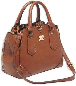 Bulldog Satchel Style Conceal Carry Purse W/ Holster - Chestnut W/ Leopard Trim - BDP-024 Bulldog Satchel Style Conceal Carry Purse W/ Holster - Chestnut W/ Leopard Trim - BDP-024