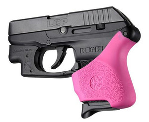 Hogue Grips Handall Universal Grip Sleeve Ruger LCP - Pink with Crisman Trace Button - 18117 Hogue Grips Handall Universal Grip Sleeve Ruger LCP - Pink with Crisman Trace Button - 18117