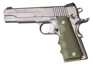 Hogue 1911 Govt. Model Grip with Finger Grooves - OD Green Rubber - 45001 Hogue 1911 Govt. Model Grip with Finger Grooves - OD Green Rubber - 45001
