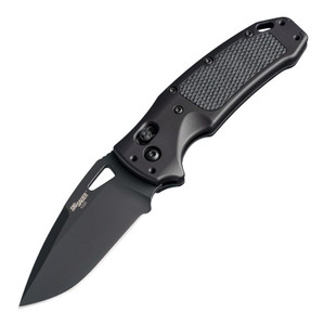 Hogue SIG K320 AXG Pro Folding Knife 3.5" Drop Point - Black Cerakote Finish - Matte Black Alum Frame & Solid Black G10 Insert - 36374 Hogue SIG K320 AXG Pro Folding Knife 3.5" Drop Point - Black Cerakote Finish - Matte Black Alum Frame & Solid Black G10 Insert - 36374