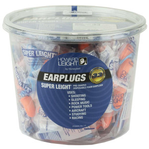 Howard Leight Super Leight Ear Plugs Pre-Shaped Foam Coral Ear Plugs 33dB 50/pr Corded Tub - R-33333