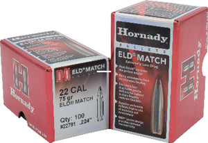 Hornady ELD Match Bullets with Heat Shield .22 cal .224" 75 gr ELD MATCH 100/ct - 22791